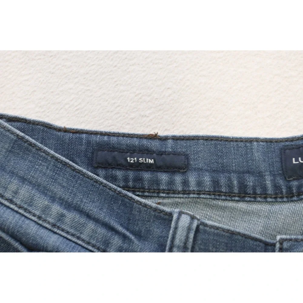Lucky Brand 121 Slim Jeans Mens‎ 34x30 Blue Medium Wash Stretch Denim Excellent